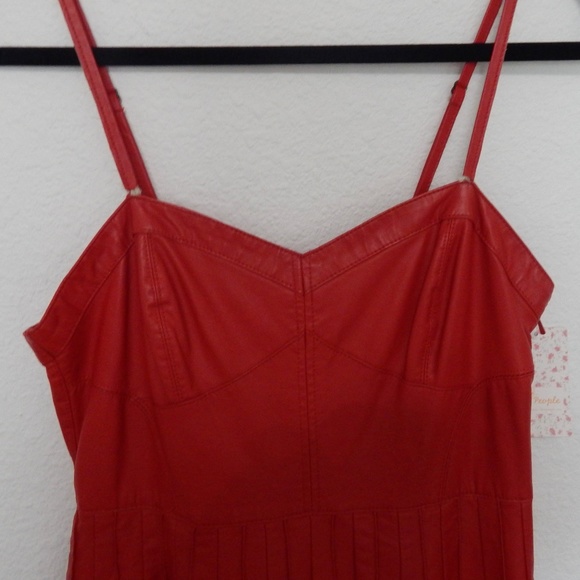 Free People Red Faux Leather Dress NWT - Picture 8 of 8